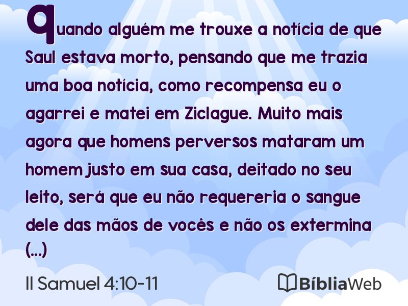 II Samuel 4:10-11 em imagem para compartilhar