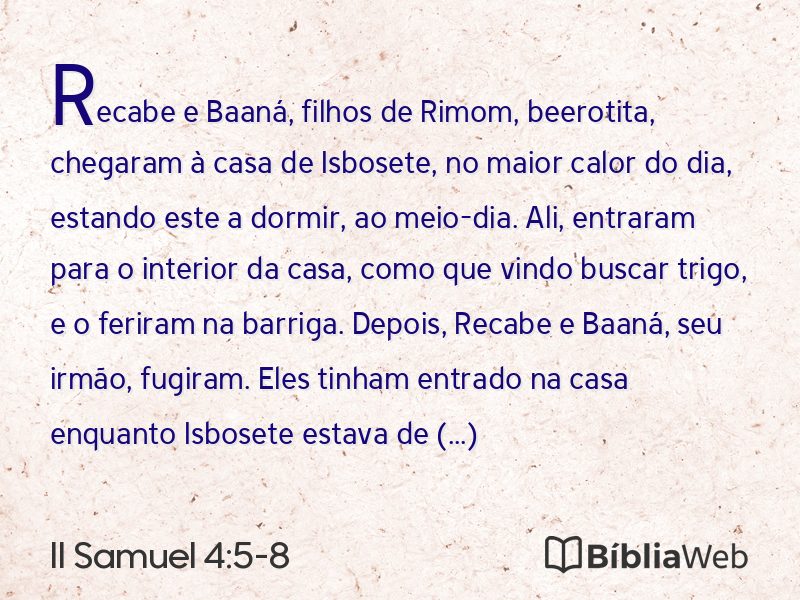 II Samuel 4:5-8 em imagem para compartilhar
