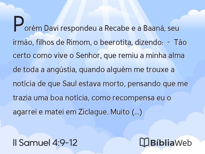 II Samuel 4:9-12 em imagem para compartilhar