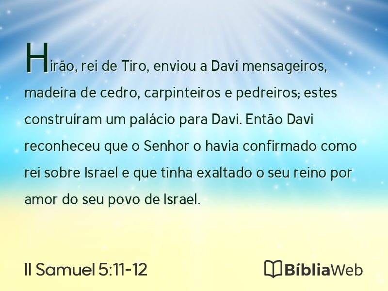 II Samuel 5:11-12 em imagem para compartilhar