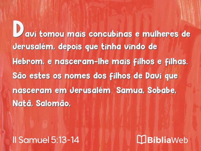 II Samuel 5:13-14 em imagem para compartilhar