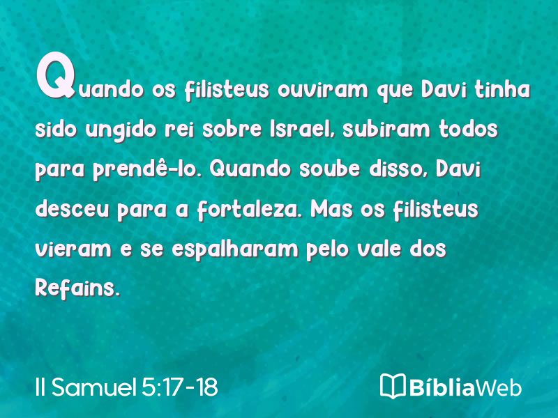 II Samuel 5:17-18 em imagem para compartilhar