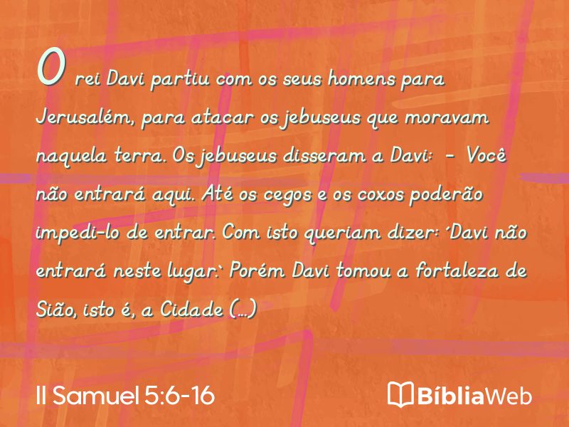 II Samuel 5:6-16 em imagem para compartilhar