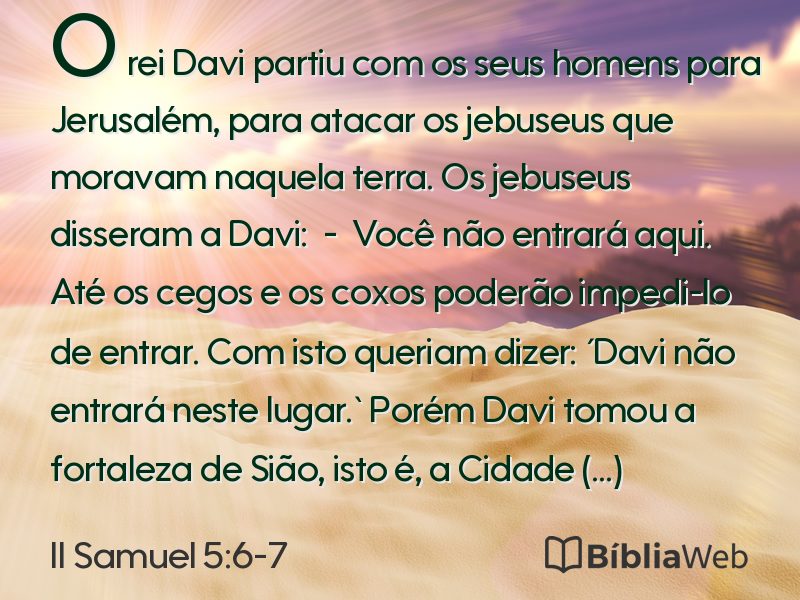 II Samuel 5:6-7 em imagem para compartilhar