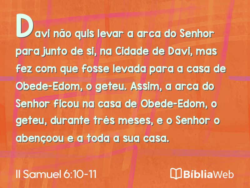 II Samuel 6:10-11 em imagem para compartilhar