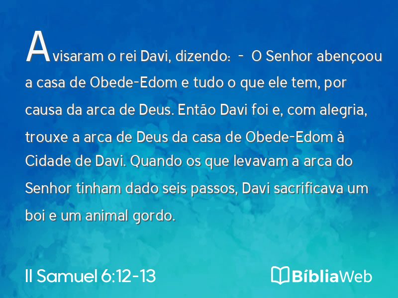 II Samuel 6:12-13 em imagem para compartilhar