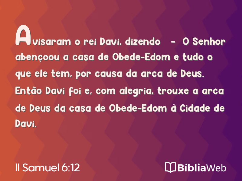 II Samuel 6:12 em imagem para compartilhar