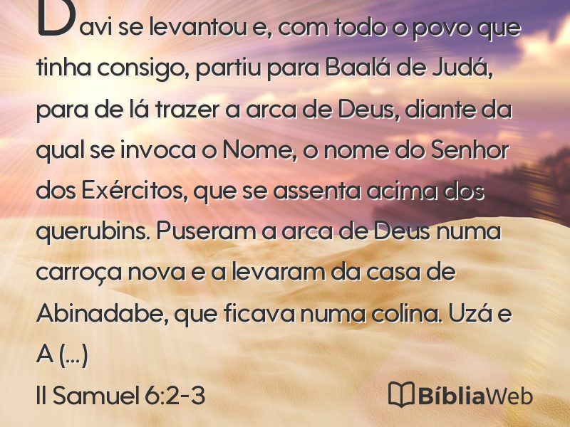II Samuel 6:2-3 em imagem para compartilhar