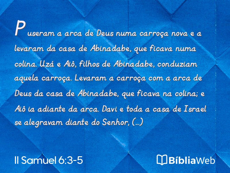 II Samuel 6:3-5 em imagem para compartilhar