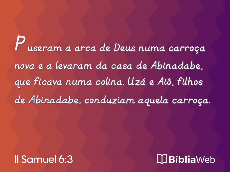 II Samuel 6:3 em imagem para compartilhar
