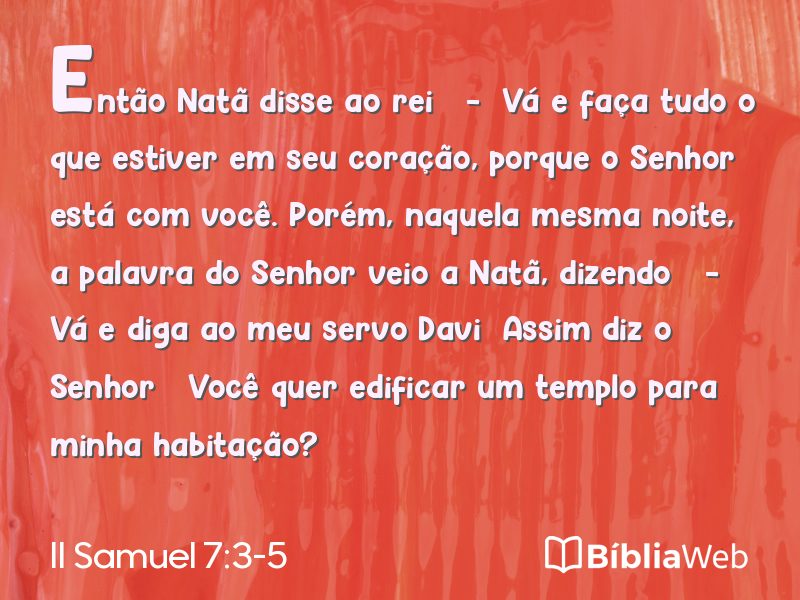 II Samuel 7:3-5 em imagem para compartilhar