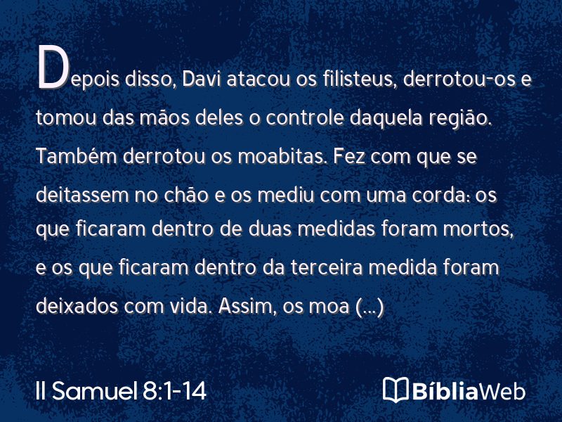 II Samuel 8:1-14 em imagem para compartilhar