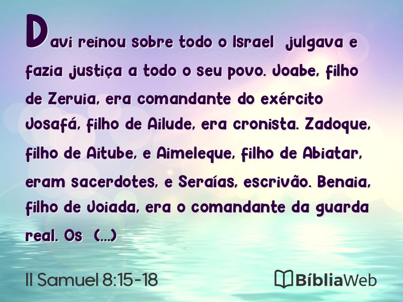 II Samuel 8:15-18 em imagem para compartilhar