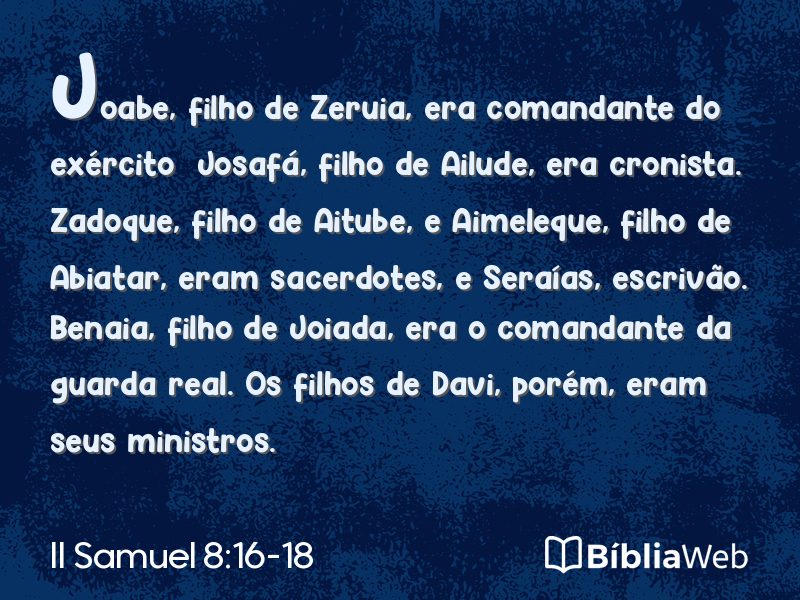 II Samuel 8:16-18 em imagem para compartilhar