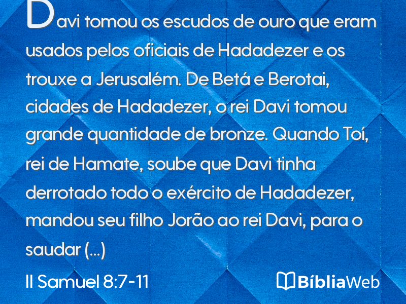 II Samuel 8:7-11 em imagem para compartilhar