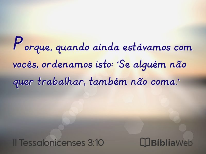 II Tessalonicenses 3:10 em imagem para compartilhar