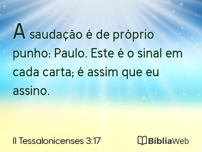 II Tessalonicenses 3:17 em imagem para compartilhar