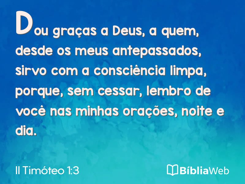 II Timóteo 1:3 em imagem para compartilhar