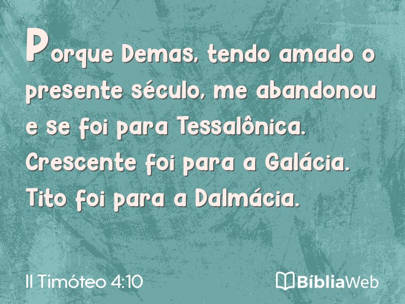 II Timóteo 4:10 em imagem para compartilhar
