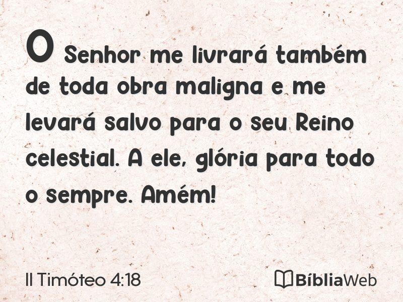 II Timóteo 4:18 em imagem para compartilhar