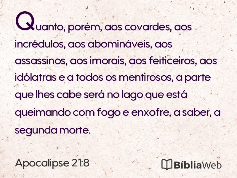 Apocalipse 21:8 em imagem para compartilhar