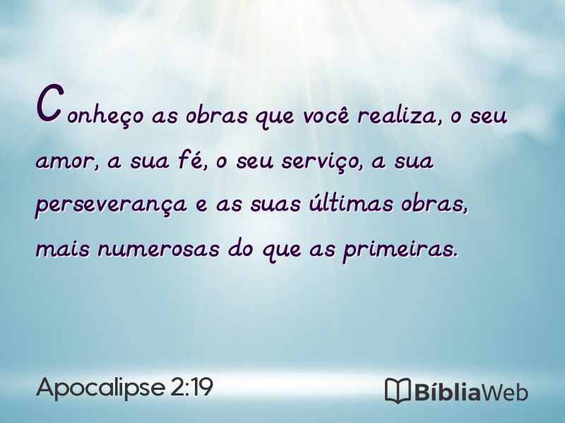 Apocalipse 2:19 em imagem para compartilhar