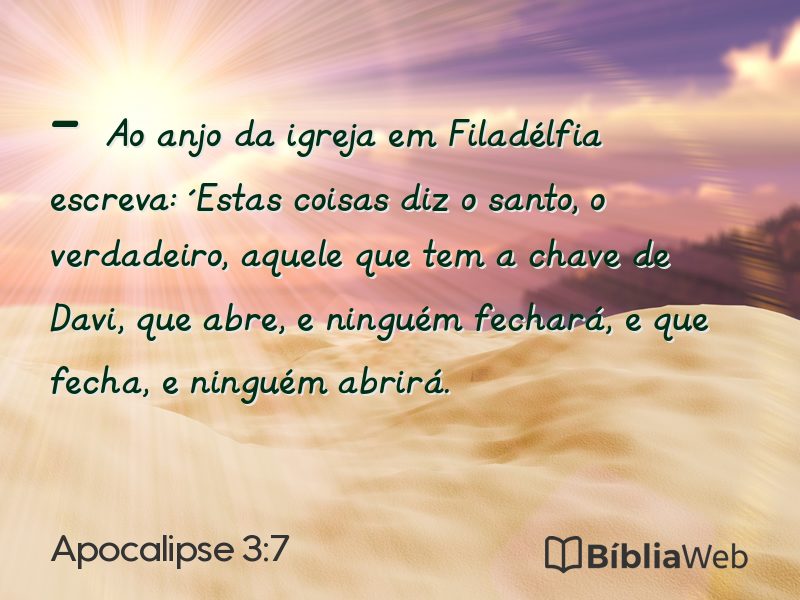 Apocalipse 3:7 em imagem para compartilhar