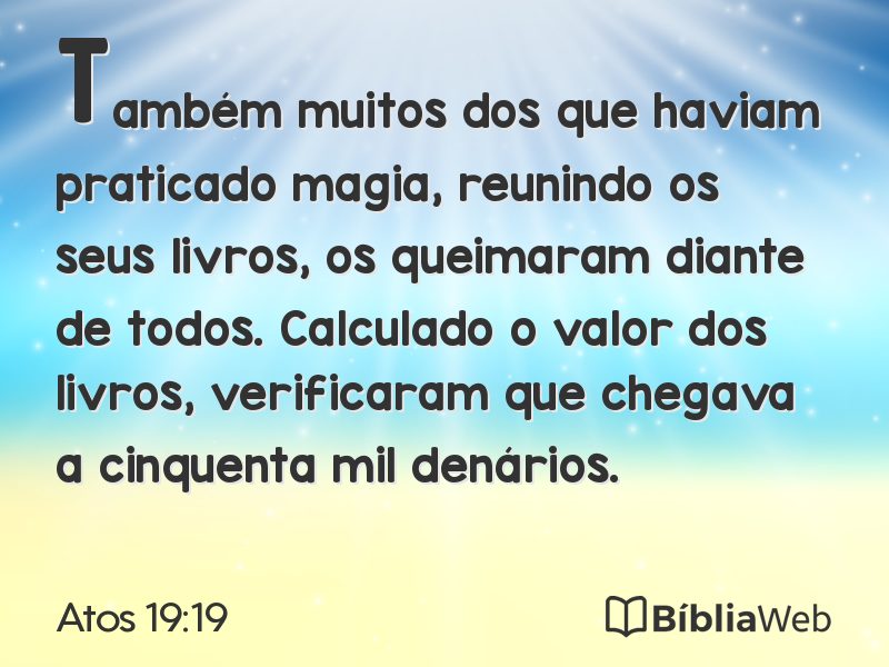 Atos 19:19 em imagem para compartilhar