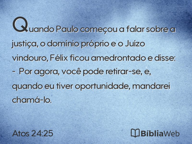 Atos 24:25 em imagem para compartilhar