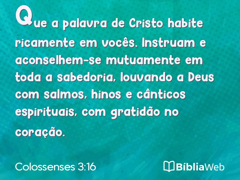 Colossenses 3:16 em imagem para compartilhar