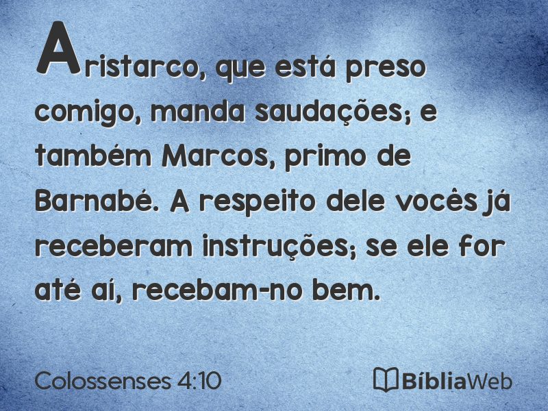 Colossenses 4:10 em imagem para compartilhar