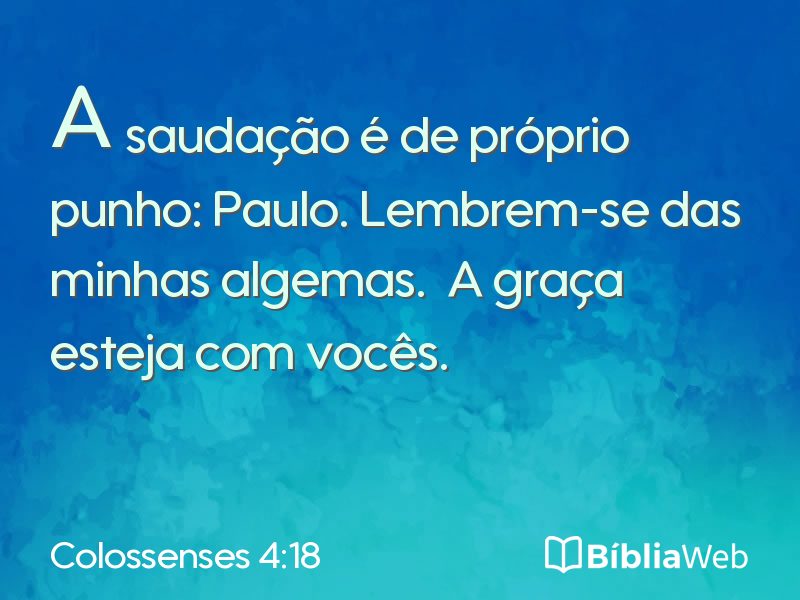 Colossenses 4:18 em imagem para compartilhar