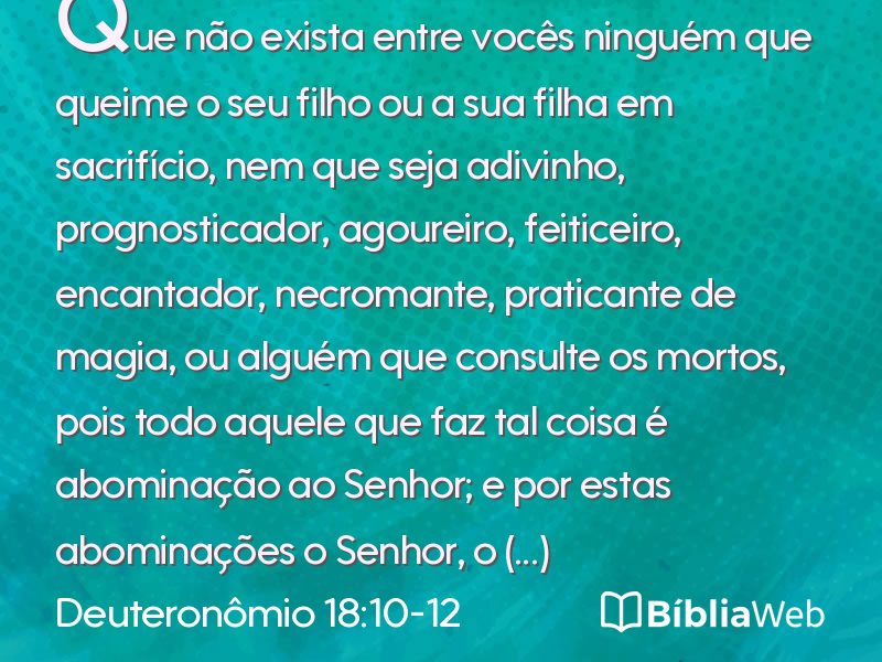 Deuteronômio 18:10-12 em imagem para compartilhar