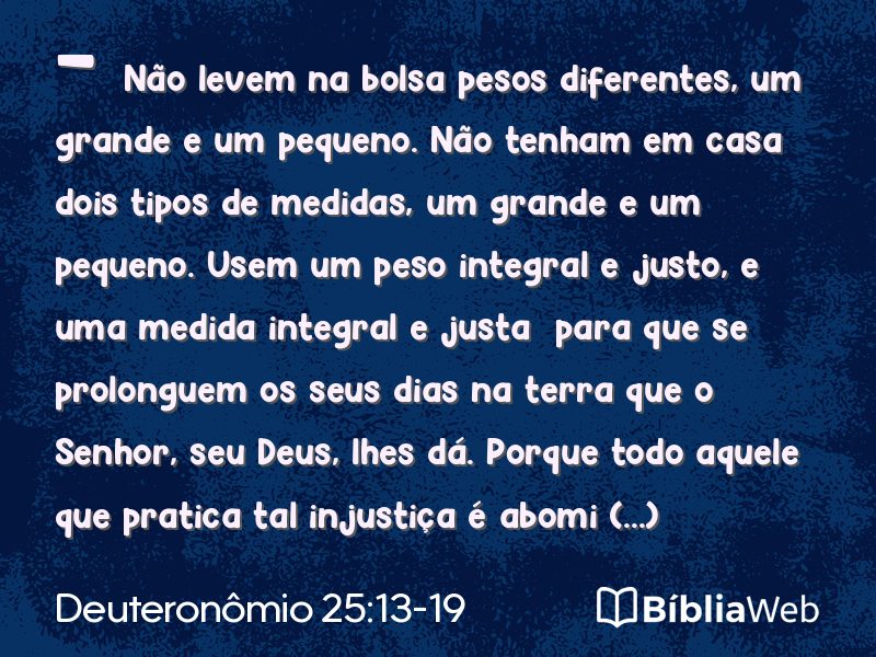 Deuteronômio 25:13-19 em imagem para compartilhar