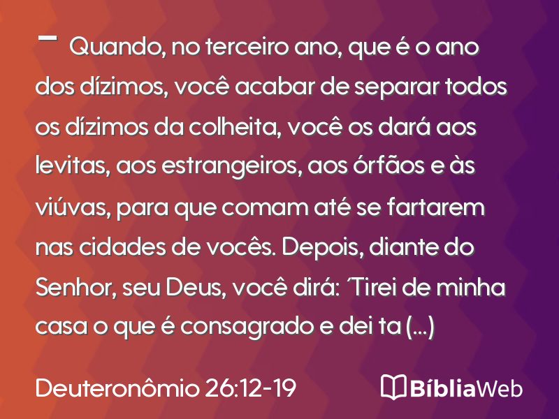 Deuteronômio 26:12-19 em imagem para compartilhar