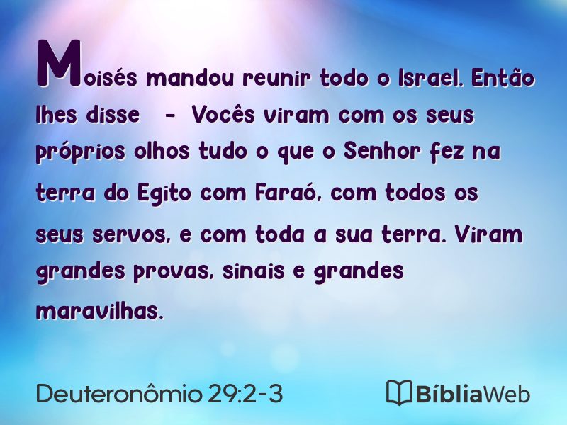 Deuteronômio 29:2-3 em imagem para compartilhar