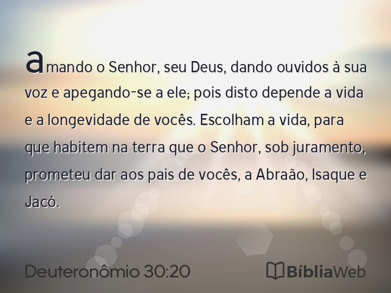 Deuteronômio 30:20 em imagem para compartilhar