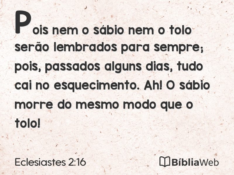 Eclesiastes 2:16 em imagem para compartilhar