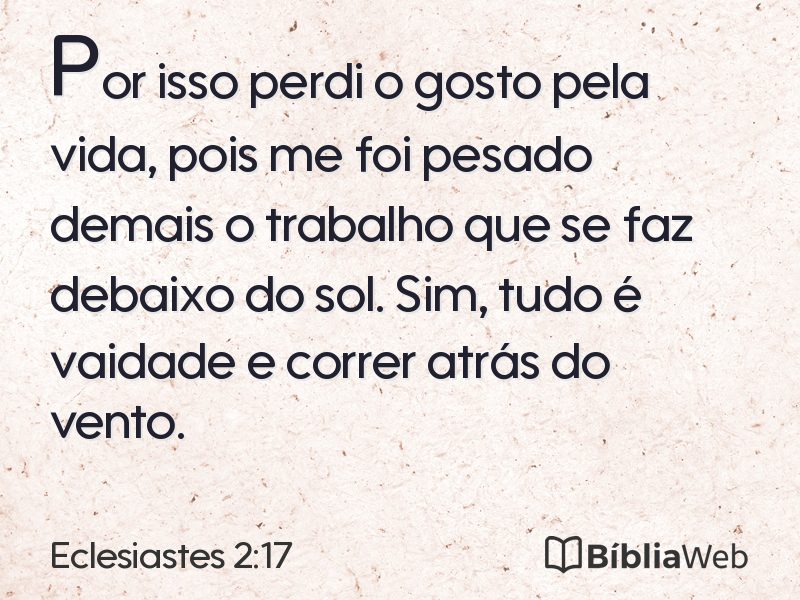 Eclesiastes 2:17 em imagem para compartilhar