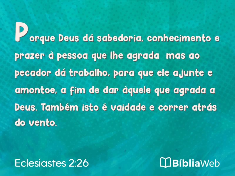 Eclesiastes 2:26 em imagem para compartilhar