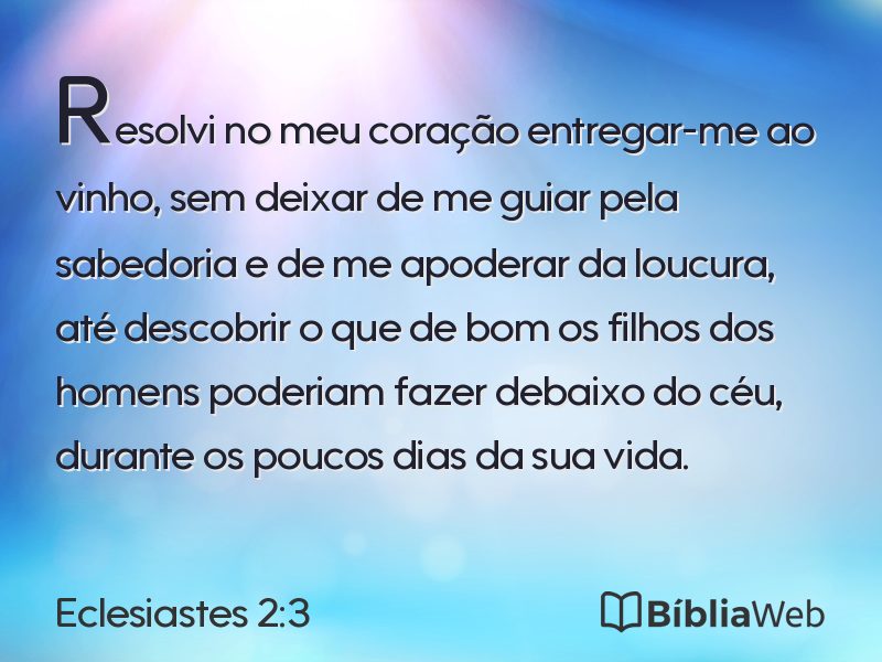 Eclesiastes 2:3 em imagem para compartilhar