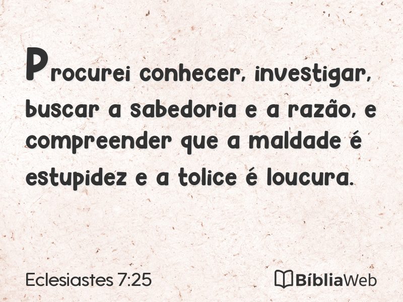 Eclesiastes 7:25 em imagem para compartilhar