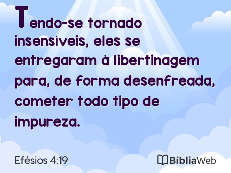 Efésios 4:19 em imagem para compartilhar