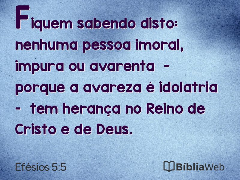 Efésios 5:5 em imagem para compartilhar