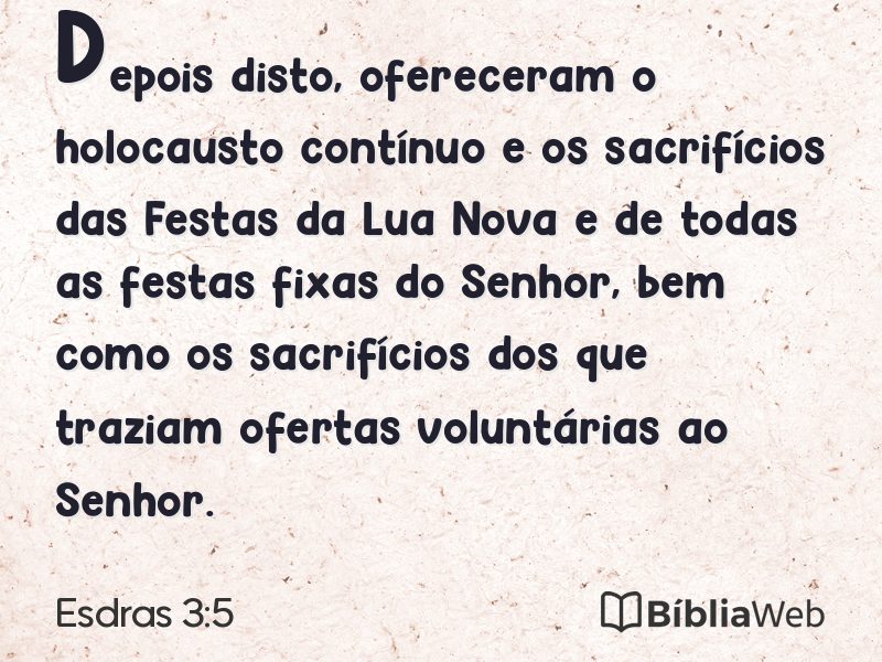 Esdras 3:5 em imagem para compartilhar