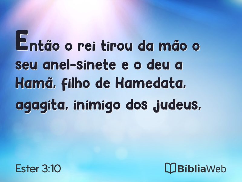 Ester 3:10 em imagem para compartilhar