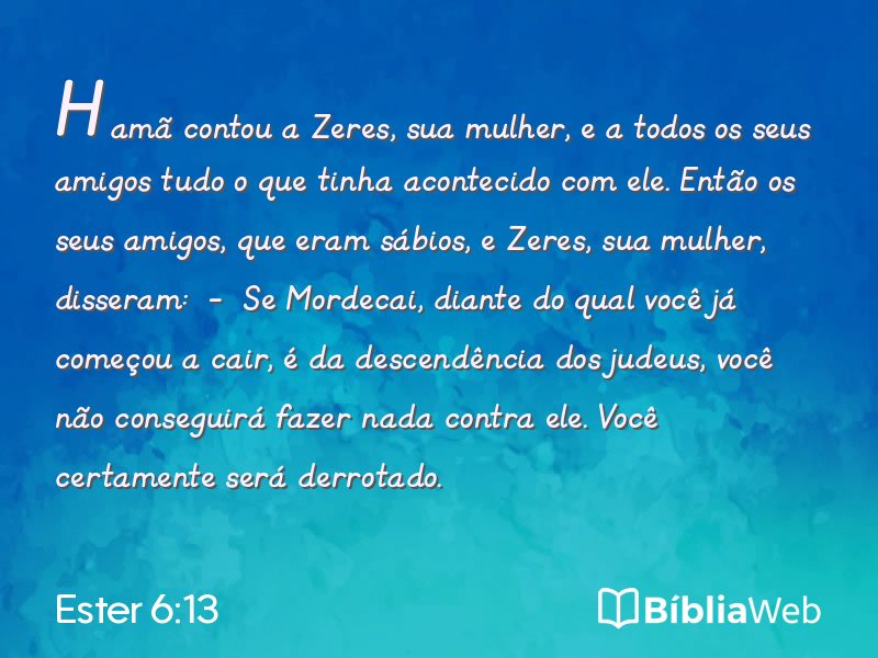Ester 6:13 em imagem para compartilhar
