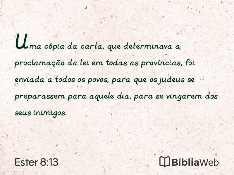 Ester 8:13 em imagem para compartilhar