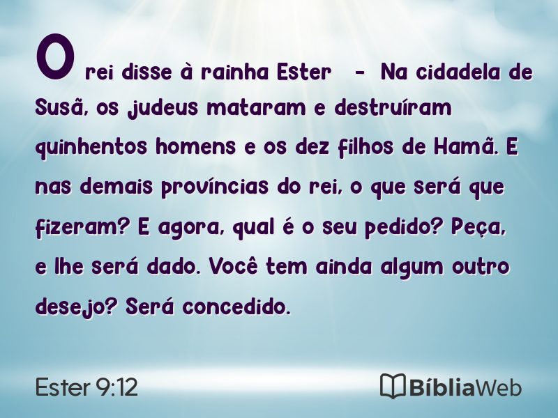 Ester 9:12 em imagem para compartilhar
