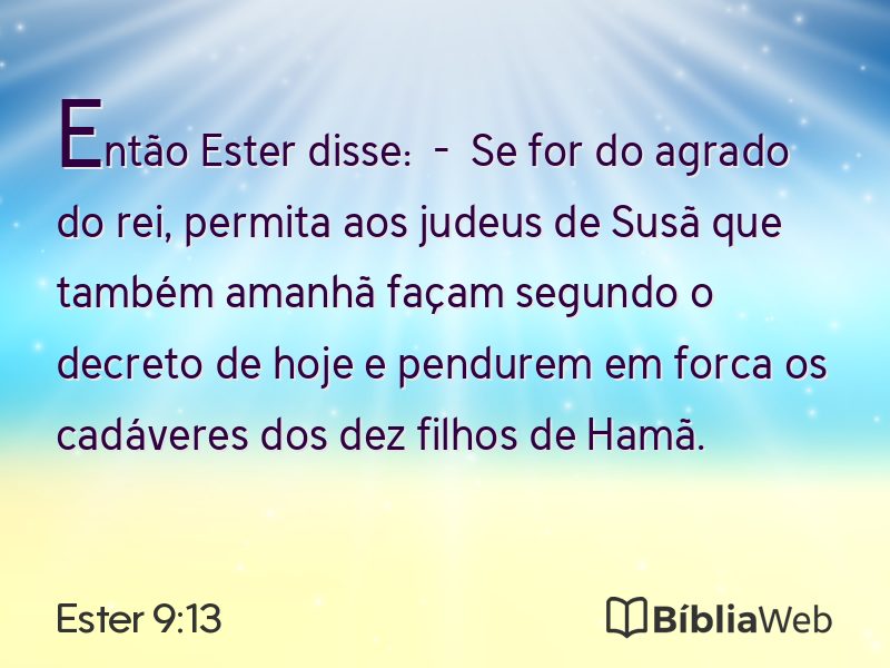 Ester 9:13 em imagem para compartilhar